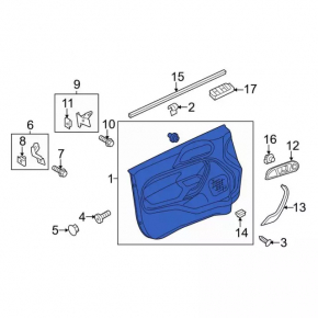 Door trim card front right Ford Fiesta 11-19 black-beige insert