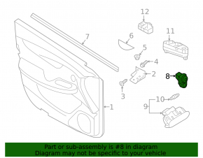 Front left door closing sensor Nissan Leaf 13-17