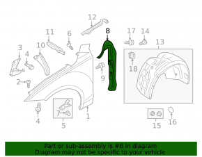 Right door-wing seal for Audi A7 12-18