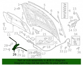 Audi A6 C8 19-19 hood release handle with cables