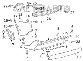 Rear bumper bare left Toyota Rav4 19-