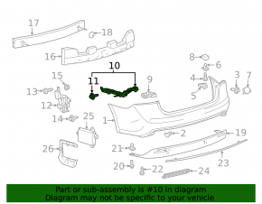 Rear bumper mount right Toyota Avalon 13-18