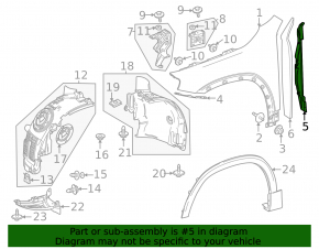 Right side door-wing seal trim for Mercedes H247 GLA 20-26