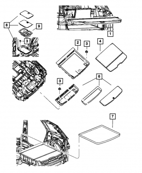 Dodge Journey 11 trunk box - under 3 rows of seats, pressed, broken foam