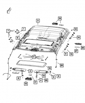 Jeep Patriot 11-14 Headliner w/o Sunroof Gray