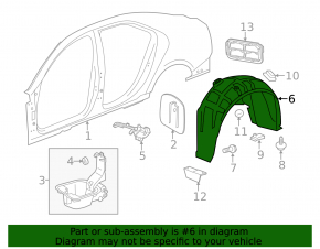 Rear right fender liner Cadillac CTS 14-