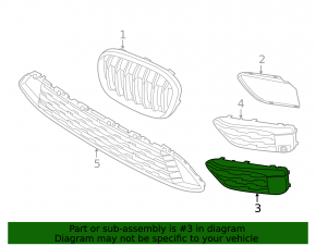 Lower grille of the front bumper left BMW X1 F48 16-18 open, without parking sensors