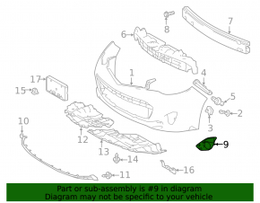 Fog light frame left Toyota Avalon 13-15