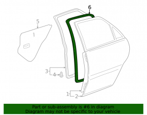 Rear left door seal, gray, Lexus RX300 98-03