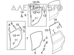Door seal rear left Subaru Outback 10-14