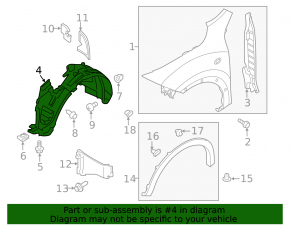 Front right fender liner Nissan Juke 11-14