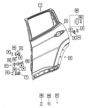 Bare rear left door Jeep Compass 17-