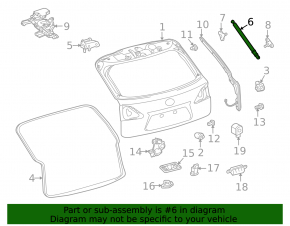 Trunk door shock absorber right Lexus RX350 RX450h 10-15 without electric drive
