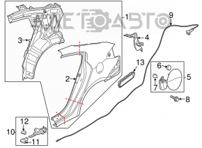 Quarter wing rear left Kia Forte 4d 14-16