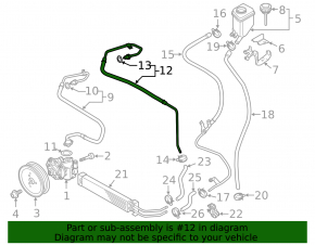 Power steering hose VW Touareg 11-17 return