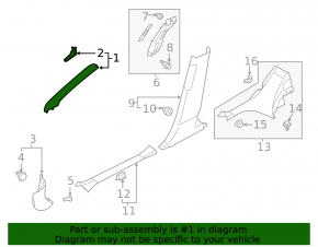 Front pillar trim upper right Subaru Forester 19-24 SK gray