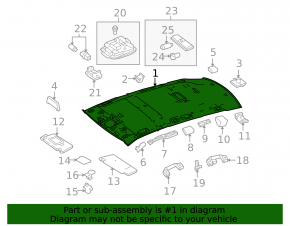 Mercedes GLC 16-22 roof lining for panoramic, black