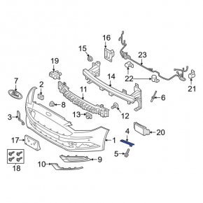 Front bumper mount on the wing right Ford Fusion mk5 17-20