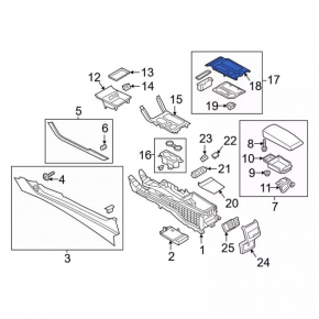 Center console trim side right Ford Fusion mk5 17-20 upper, leather black