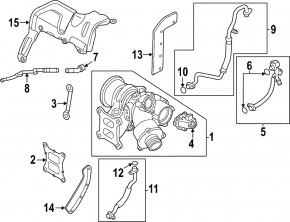 VW Atlas 24-25 turbocharger coolant pipe inlet with nozzle