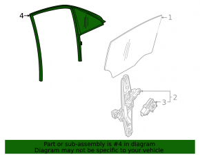 Door glass triangle with glass seal rear right Cadillac ATS 13-