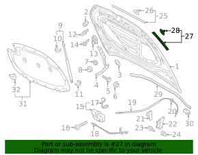 Hood seal left VW Golf 15-21