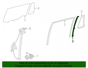 Rear right door glass guide Toyota Highlander 20-