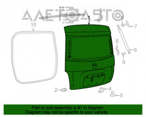 Trunk door bare Fiat 500 12-17 white KW3 dents, rust