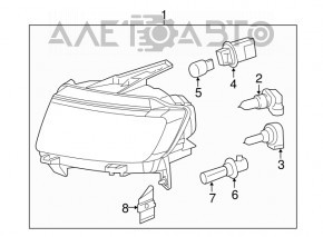 Jeep Compass 2014-2016 Restyling Dark Right Front Headlight