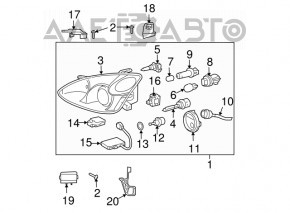 Right headlight mount lower outer Lexus RX300 RX330 RX350 RX400h 04-09
