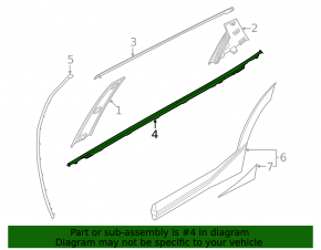 Kia EV6 22-24 black door-glass molding, center rear right