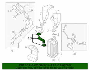Air pipe right lower Hyundai Sonata 15-19 1.6T input