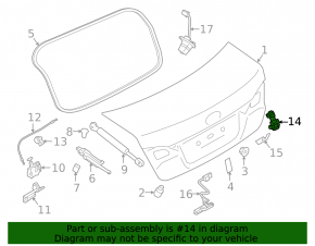 Trunk lid lock cylinder Subaru Legacy 15-19