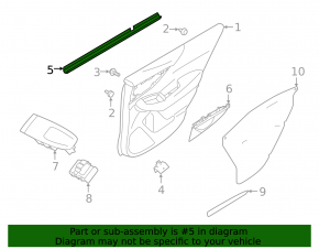 Molding door-glass central rear left Subaru Outback 20-23