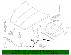 Hyundai Sonata 20 Hood Release Cable - Rear