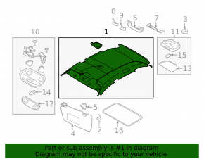 Subaru Impreza WRX GH 08-14 5d roof lining for sunroof, grey