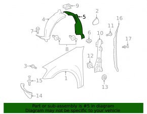 Mudguard front left rear part Mercedes W164 ML