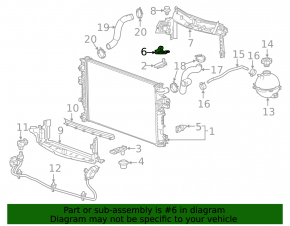 Upper left radiator mount Chevrolet Malibu 16-