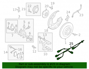 ABS Sensor Wire Rear Right Audi A6 C7 12-18 AWD 330mm