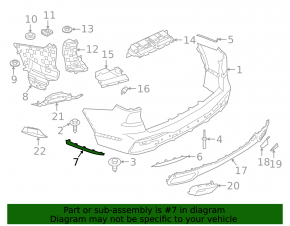 BMW X7 G07 19-22 Gloss Black Rear Bumper Molding, Left Side, M-Sport, Broken Fasteners