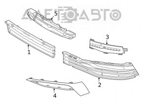 Lower radiator deflector blinds assembly BMW 5 G30 17-22 with motor, missing fragment