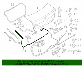 Left trunk lid actuator BMW 5 F10 11-16