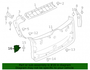 Left trunk lid trim plug for BMW X3 G01 18-21, black, broken fasteners, scratches