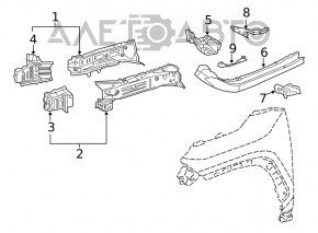 Outer side member of the front right Toyota Rav4 19-25 Japan built