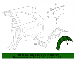 Rear right mudguard Toyota Sienna 21-25