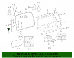 Left tailgate shock absorber bracket Toyota Sequoia 08-16 on body