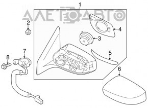 Side mirror right complete Nissan Sentra 13-15 prerest heating