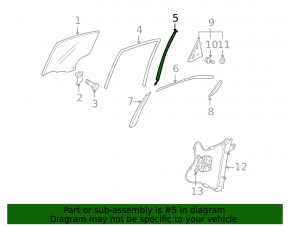 Rear left door glass guide Mazda3 03-09 HB