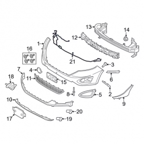 Wiring front bumper Ford Edge 15-18 for parking sensors