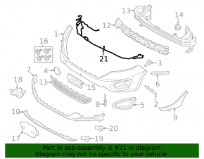 Wiring front bumper Ford Edge 15-18 for parking sensors
